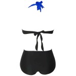 Kaplı Mavi Siyah Şık Tasarımlı Yüksek Bel Bikini