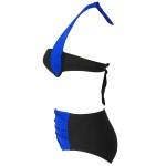Kaplı Mavi Siyah Şık Tasarımlı Yüksek Bel Bikini