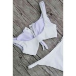 Beyaz Çıtçıtlı Şık Bikini Takım