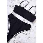 V Kesim Yüksek Bel Bikini Takım Siyah