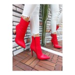 Halden Kırmızı Cilt Stiletto Topuklu Bot