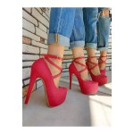 Brione Kırmızı Süet Yüksek Topuklu Ayakkabı