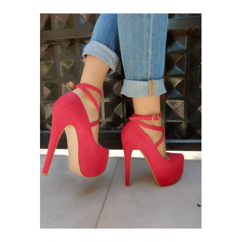 Brione Kırmızı Süet Yüksek Topuklu Ayakkabı