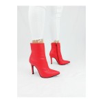 Halden Kırmızı Renk Stiletto Topuklu Bot