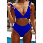 Özel Tasarım Yüksek Bel Bikini Alt Mavi