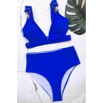 Özel Tasarım Yüksek Bel Bikini Alt Mavi